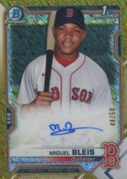 2021 Bowman Chrome Prospect Autographs #CPAMBL Miguel Bleis Gold Shimmer Refractor Baseball Card