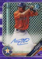 2019 Bowman Chrome Prospects Autographs #CPAAT Abraham Toro Purple Refractor Baseball Card