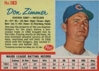 1962 Post Cereal #183 Don Zimmer Baseball Card