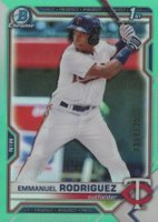 2021 Bowman Chrome Prospects #BCP207 Emmanuel Rodriguez Aqua Refractor Baseball Card