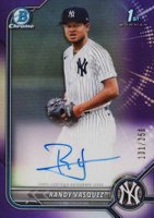 2022 Bowman Chrome Prospect Autographs #CPARV Randy Vasquez Purple Refractor Baseball Card