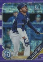 2019 Bowman Mega Box Chrome #25 Fernando Tatis Jr. Looking Up-Purple Refractor Baseball Card