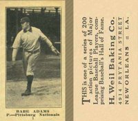 1916 Weil Baking Co. #1 Babe Adams Baseball Card