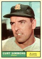 1961 Topps #11 Curt Simmons Baseball Card
