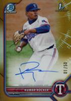 2022 Bowman Draft Chrome Draft Pick Autographs #CDAKR Kumar Rocker Gold Refractor Baseball Card