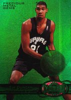 1997 Metal Universe #66 Tim Duncan Precious Metal Gems-Green Basketball Card