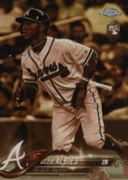 2018 Topps Chrome #72 Ozzie Albies White Jersey-Sepia Refractor Baseball Card