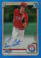 2020 Bowman Draft Chrome Draft Picks Autographs #CDAEC Evan Carter Blue Refractor Baseball Card