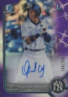 2022 Bowman Chrome Prospect Autographs #CPAOC Oswaldo Cabrera Purple Refractor Baseball Card