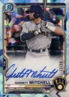 2021 Bowman Chrome Sapphire Edition Autographs #BSPAGM Garrett Mitchell Aqua Baseball Card