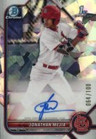 2022 Bowman Chrome Prospect Autographs #CPAJM Jonathan Mejia Atomic Refractor Baseball Card