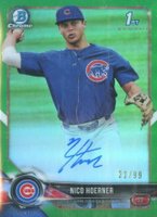 2018 Bowman Draft Chrome Draft Picks Autographs #CDANH Nico Hoerner Green Refractor Baseball Card