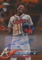 2018 Topps Chrome Update #HMT25 Ronald Acuna Jr. Autograph-Orange Refractor Baseball Card
