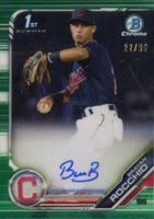 2019 Bowman Chrome Prospects Autographs #CPABR Brayan Rocchio Green Refractor Baseball Card