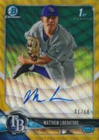 2018 Bowman Draft Chrome Draft Picks Autographs #CDAML Matthew Liberatore Gold Wave Refractor Baseball Card