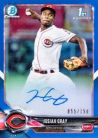 2018 Bowman Draft Chrome Draft Picks Autographs #CDAJOG Josiah Gray Blue Refractor Baseball Card