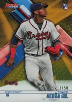 2018 Bowman's Best #51 Ronald Acuna Jr. Gold Refractor Baseball Card