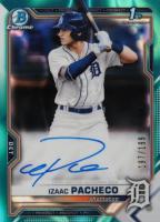 2021 Bowman Draft Chrome Draft Pick Autographs #CDAIP Izaac Pacheco Aqua Lava Refractor Baseball Card