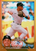 2023 Topps Chrome #132 Oswald Peraza Gold Refractor Baseball Card
