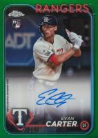 2024 Topps Chrome Rookie Autographs #RAEC Evan Carter Green Refractor Baseball Card