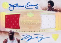 2005 Upper Deck Exquisite Collection Dual Jerseys Autographs #DJAJE Michael Jordan/Julius Erving Basketball Card