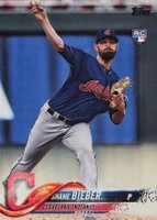 2018 Topps Update #US198 Shane Bieber Ball Over Head Baseball Card