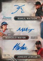 2022 Bowman Sterling Triple Refractor Autographs #TRAWML Jordan Lawlar/Kahlil Watson/Marcelo Mayer Baseball Card