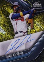 2023 Topps Chrome Black Autograph #RAJ Ronald Acuna Jr. Gold Mini Diamond Baseball Card