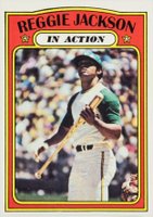 1972 Topps #436 Reggie Jackson In Action Baseball Card