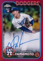 2024 Topps Chrome Rookie Autographs #RAYY Yoshinobu Yamamoto Red Refractor Baseball Card