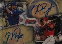 2016 Bowman's Best Dual Autograph #BDABH Kris Bryant/Mike Trout Superfractor 1/1 Baseball Card
