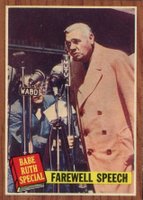 1962 Topps #144 Farewell Speech Babe Ruth Special Baseball Card