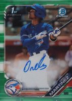 2019 Bowman Chrome Prospects Autographs #CPAOM Orelvis Martinez Green Refractor Baseball Card