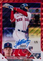 2023 Topps Chrome Rookie Autograph #RAMY Masataka Yoshida Red Wave Baseball Card