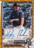 2021 Bowman Draft Chrome Draft Pick Autographs #CDAHG Hunter Goodman Gold Wave Refractor Baseball Card