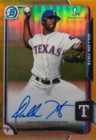 2015 Bowman Chrome Draft Pick Autograph #BCADT Dillon Tate Gold Refractor Baseball Card
