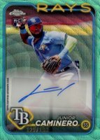 2024 Topps Chrome Update Chrome Baseball Update Series Autographs #ACJCA Junior Caminero Aqua Wave Baseball Card