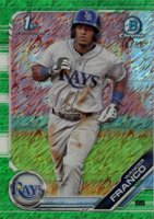 2019 Bowman Prospects Chrome #100 Wander Franco Green Shimmer Baseball Card