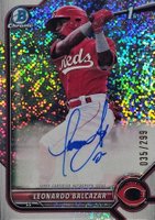 2022 Bowman Chrome Prospect Autographs #CPALB Leonardo Balcazar Speckle Refractor Baseball Card