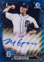 2016 Bowman Draft Chrome Draft Picks Autographs #CDAMM Matt Manning Blue Wave Refractor Baseball Card
