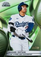 2025 Topps Chrome Black #50 Shohei Ohtani Green Refractor Baseball Card