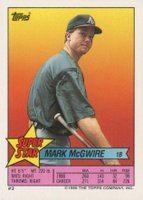 1989 Topps Stickercard #3 Mark McGwire Maddux-48/Swindell-213 Baseball Card