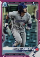 2021 Bowman Chrome Prospects #BCP87 Austin Martin Fuchsia Refractor Baseball Card