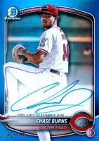 2025 Bowman Chrome Prospect Autographs #CPACB Chase Burns Blue Refractor Baseball Card