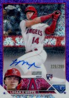 2023 Topps Chrome Rookie Autograph #RALO Logan O'Hoppe Purple Speckle Baseball Card