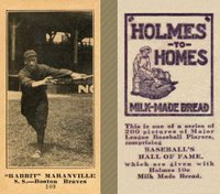 1916 Holmes for Homes Bread #109 Rabbit Maranville Baseball Card