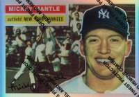 1996 Topps Mantle Finest #6 1956 Topps Reprint Refractor w/Coating Baseball Card