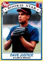1991 Post Cereal #1 Dave Justice Baseball Card