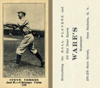 1916 Wares #196 Steve Yerkes Baseball Card