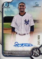 2022 Bowman Chrome Prospect Autographs #CPARA Roderick Arias Refractor Baseball Card